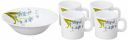 Larah By Borosil Floral Opalware Snacks Set - 180Ml, White...
