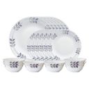 Larah by Borosil Floret Opalware Dinner Set, 18 Pieces, White...