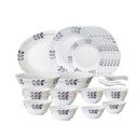 Larah by Borosil Floret Opalware Dinner Set, 33-Pieces, White...