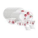 Larah by Borosil Fluted Belle Dinner Set 44 Pieces, Opal Glass Dinner Plates & Bowls Crockery Set for Dinning, White...