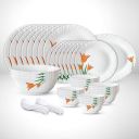 Larah by Borosil Fluted Firefly Dinner Set 44 Pieces, Opal Glass Dinner Plates & Bowls Crockery Set for Dinning, White...