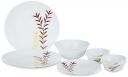 Larah by Borosil Fluted Oak Dinner Set 13 Pc, Opal Glass Dinner Plates & Bowls Crockery Set for Dinning, White...