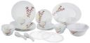 Larah by Borosil Fluted Oak Dinner Set 44 Pieces, Opal Glass Dinner Plates & Bowls Crockery Set for Dinning, White...