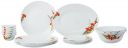 Larah by Borosil Fluted Red Iris Dinner Set 21 Pieces, Opal Glass Dinner Plates & Bowls Crockery Set for Dinning, White...