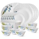 Larah by BOROSIL Fluted Series Lavender Opalware Dinner Set | 27 Piece for Family of 6 