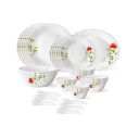 Larah by Borosil Fluted Series Oriental Opalware Dinner Set | 33 Piece for Family of 6 | Crockery Set for Dining & Gifting | Plates & Bowls | White...