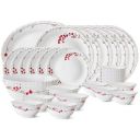 Larah by Borosil Fluted Series Verona Opalware Dinner Set | 33 Piece for Family of 6...