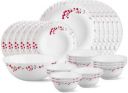 Larah by Borosil Fluted Verona Dinner Set, 25-Pieces, White...