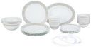 Larah by Borosil Fluted Waltz Dinner Set 36 Pieces, Opal Glass Dinner Plates & Bowls Crockery Set for Dinning, White...