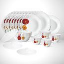 Larah by Borosil Fluted Zinnia Dinner Set 36 Pieces, Opal Glass Dinner Plates & Bowls Crockery Set for Dinning, White...