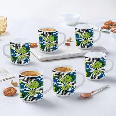 Larah by Borosil Forest Opalware Mug, Set of 6 Tea