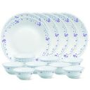 Larah by Borosil Glass FloraThali Set (White) - 18 Pieces...