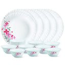Larah by Borosil Glass Flore Thali Set (White) - 18 Pieces...