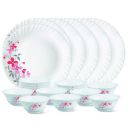 Larah by Borosil Glass FloreThali Set (White) - 18 Pieces...