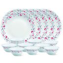 Larah by Borosil Glass PentasThali Set (White) - 18 Pieces...