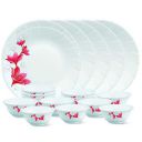 Larah by Borosil Glass RubyThali Set (White) - 18 Pieces...