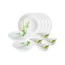 Larah by BOROSIL Green Herbs Opalware Dinner Set, White - 10 Piece...