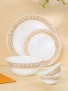 Larah by BOROSIL Halo Jupiter White& Yellow 17 Pcs Opalware Crocker Dinner Set...