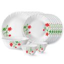 Larah by Borosil Hazel Fluted Series Opalware Dinner Set | 19 Pieces for Family of 6 | Microwave & Dishwasher Safe | Bone-Ash Free | Plates & Bowls | White...