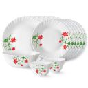 Larah By Borosil Hazel Opalware Dinner Set, 19 Pcs, White...
