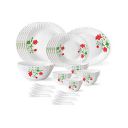 Larah By Borosil Hazel Opalware Dinner Set, 33 Pcs, White...