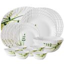 Larah By Borosil Herbs Opalware Leaf Dinner Set, 21-Pieces, White...