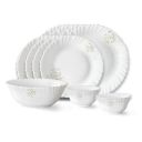 Larah by Borosil Ingot Fluted Series Opalware Dinner Set | 13 Pieces for Family of 4 ...
