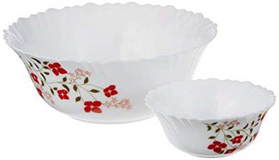 Larah by Borosil Janus Fluted Series Opalware 5 Pcs Pudding Set | Microwave & Dishwasher Safe | Bone-Ash Free | Crockery Set For Dining & Gifting | Bowls Set | White
