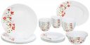 Larah By Borosil Janus Opalware Floral Dinner Set, 33-Pieces, White...