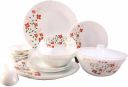 Larah by BOROSIL Janus Opalware Glass Dinner Set (White) - 25 Pieces...