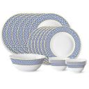 Larah by Borosil Juliet Fluted Series Opalware Dinner Set | 19 Pieces for Family of 6 | White...