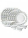 Larah by Borosil Jupiter Jupiter Series 17 Pcs White Printed Opalware Crockery Dinner Set...