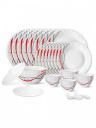 Larah by BOROSIL Jupiter White & Red 44 Pieces Opalware Crocker Dinner Set...