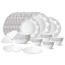 Larah by Borosil Lark Fluted Series Opalware Dinner Set | 31 Pieces for Family of 6 | Microwave & Dishwasher Safe | White...