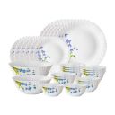 Larah by Borosil Lavender Opalware Dinner Set, 26 Pcs, White...