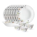 Larah by Borosil Matrix Silk Series Opalware 19 Pieces Dinner Set, Opal Glass Dinner Plates & Bowls, Crockery Set for Dining...