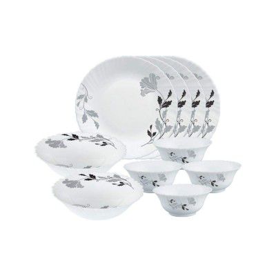 Larah by Borosil Millenia Opalware Dinner Set, 10-Piece, White