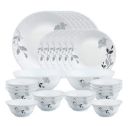 Larah by Borosil Millenia Opalware Dinner Set, 28 Pcs, White...