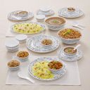 Larah By Borosil Moon Milky Way Dinner Set- 33 Pcs, Opal Glass Dinner Plates & Bowls Crockery Set for Dinning, White...