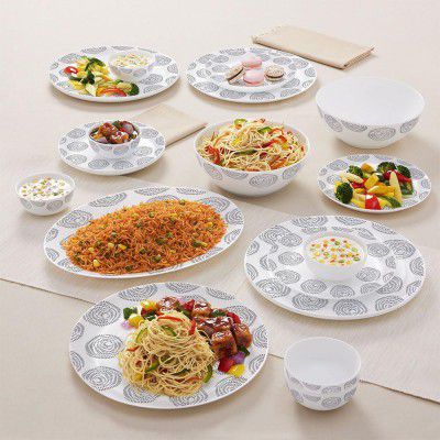 Larah By Borosil Moon Moonbeam Dinner Set - 21 Pcs White