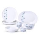 Larah by Borosil - Moon Series, Bluebell 21 Pieces Opalware Dinner Set, White...