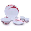 Larah by Borosil - Moon Series, Red Stella 13 Pieces Opalware Dinner Set, White...