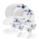 Larah by Borosil Morning Glory Silk Series Opalware Dinner Set 35 Pieces...