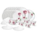 Larah by Borosil Nargis Fluted Series Opalware Dinner Set | 31 Pieces for Family of 6 | Microwave & Dishwasher Safe | Bone-Ash Free | Crockery Set for Dining & Gifting | Plates & Bowls | White...
