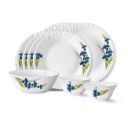 Larah by Borosil Nina Fluted Series Opalware Dinner Set | 13 Pieces for Family of 4 | White...