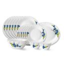 Larah by Borosil Nina Fluted Series Opalware Dinner Set | 21 Pieces for Family of 6...