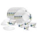 Larah by Borosil Nina Fluted Series Opalware Dinner Set | 28 Pieces for Family of 6 ...