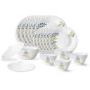 Larah by Borosil Niva Fluted Series Opalware Dinner Set | 28 Pieces for Family of 6...
