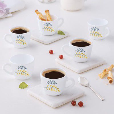 Larah by BOROSIL Niva Opalware Cup Set of 6 pcs | Tea/Coffee Cups 90 ml 
