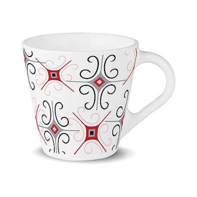 Larah by Borosil Novelty Series Anya Opalware Mug, Set of 2 Tea/Coffee Mugs, 280 ml, White